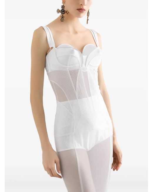 Dolce & Gabbana White Corset-Style Midi Dress