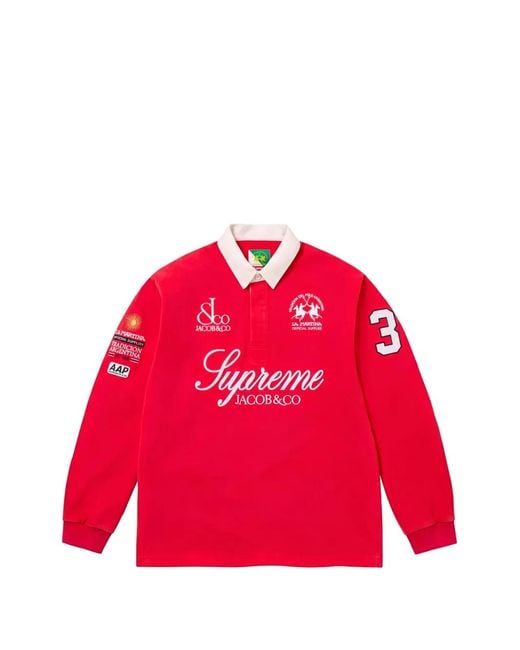 Supreme Red X La Martina X Jacob & Co Logo Polo Shirt for men