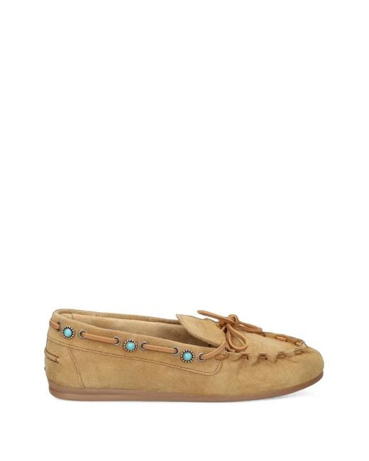 POSA Natural Embellished Lace-Up Loafers