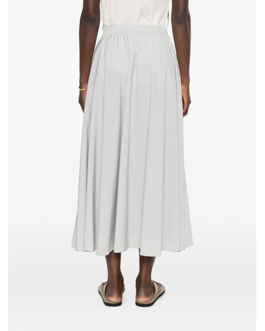 Herno White Drawstring Flared Midi Skirt