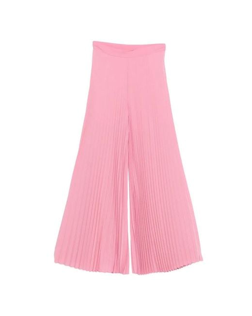 Twinset Pink Pantalon Palazzo À Design Plissé