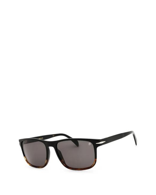 David Beckham Black Rectangle-Frame Horn Sunglasses for men