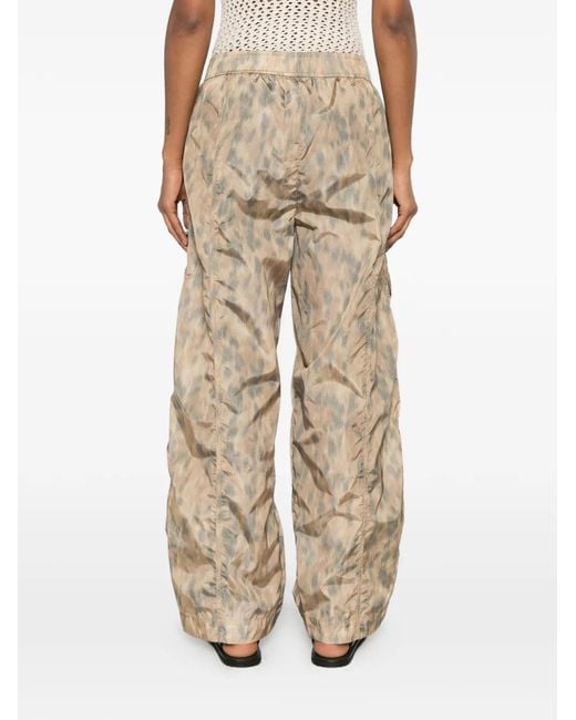 Ganni Natural Printed Cargo Pants