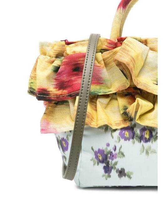 Ganni Metallic Ruffled-Trim Tote Bag