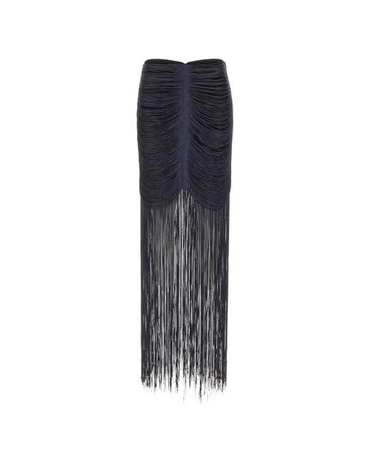 Bless Blue Ruscello Fringe-Embellished Maxi Skirt
