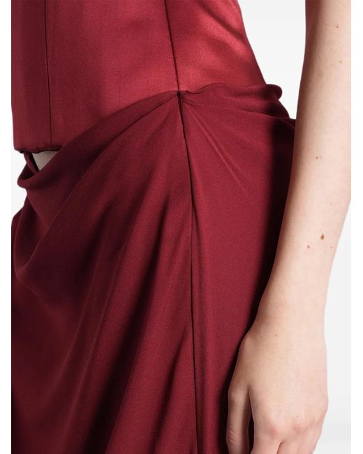 Alex Perry Red Strapless Draped Maxi Dress