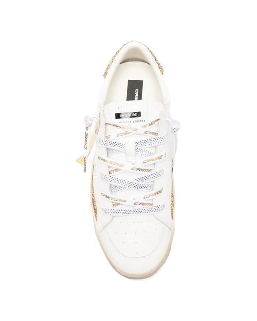 Crime London White Sk8 Deluxe Glitter Low-Top Sneakers