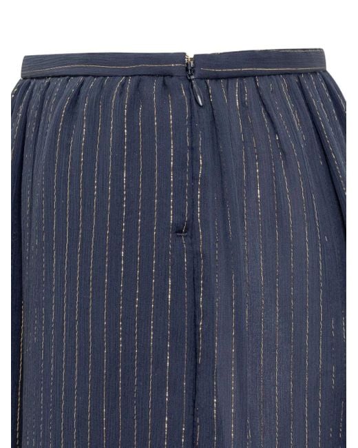 Rochas Blue Metallic-Threading Flared Trousers