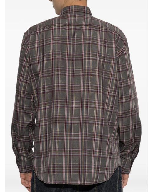 DSquared² Gray Check-Pattern Flap-Pocket Shirt for men