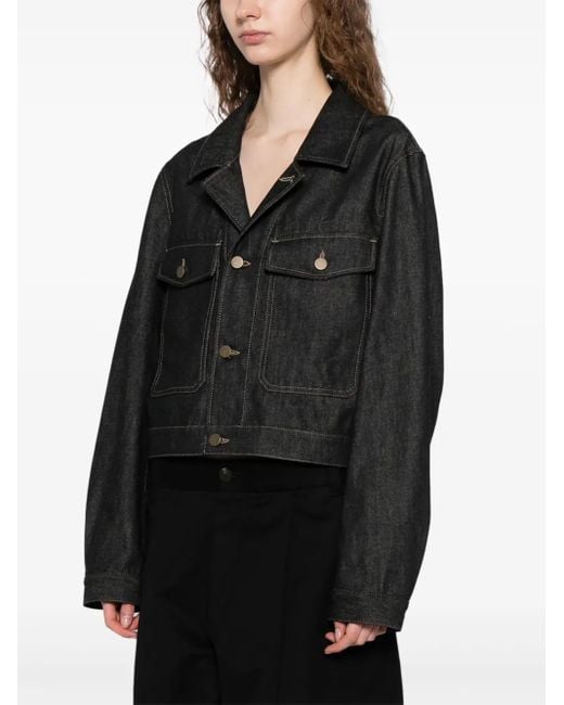 Lemaire Black Cropped Denim Jacket