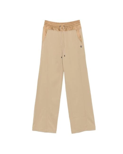 Lorena Antoniazzi Natural Drawstring Star-Patch Trousers