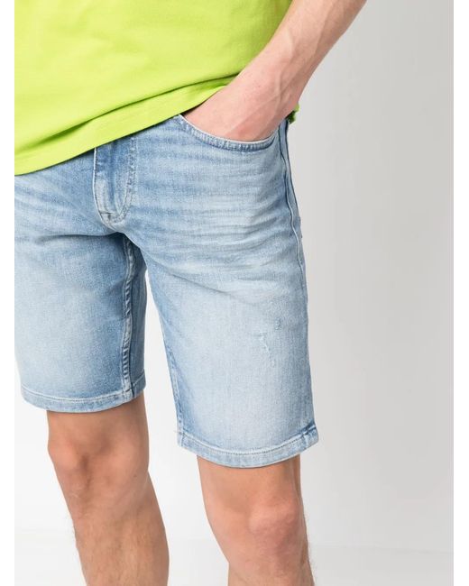 Boss Blue Straight-Leg Denim Shorts for men