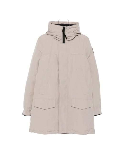 Canada Goose Natural Hooded Logo-Patch Coat for men
