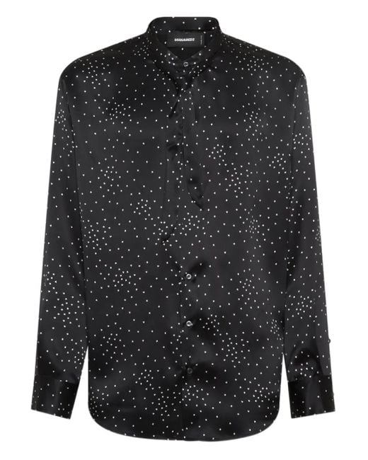 メンズ DSquared² ポルカドット サテンシャツ Black