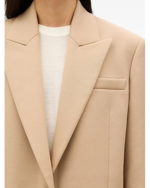 Another Tomorrow Natural Oversized Peak-Lapel Blazer