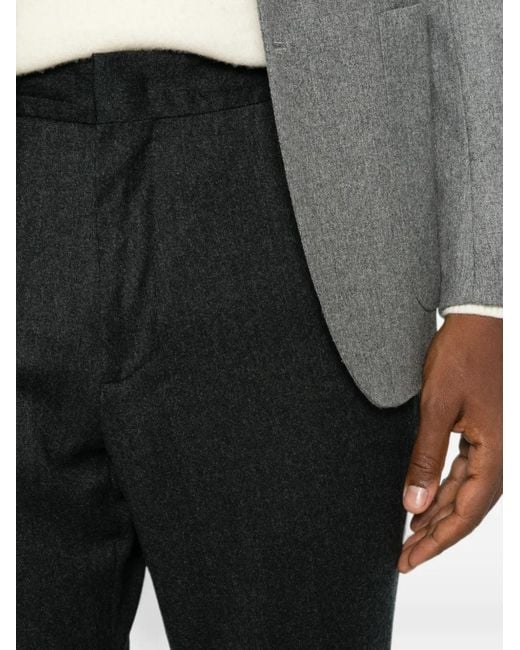 Zegna Black Elasticated-Waistband Tapered Trousers for men