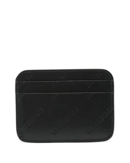 Porte-cartes à logo embossé Balenciaga en coloris Black