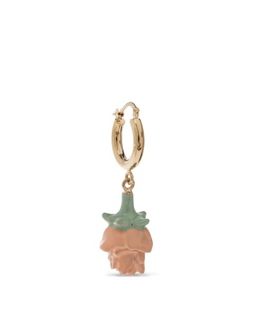 Marni White Rose-Pendant Hoop Earrings