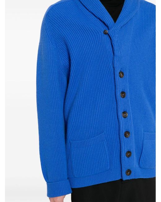 N.Peal Cashmere Blue Kensington Ribbed-knit Cardigan for men