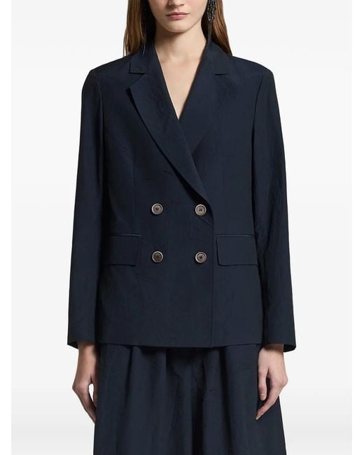 Peserico Blue Double-Breasted Blazer