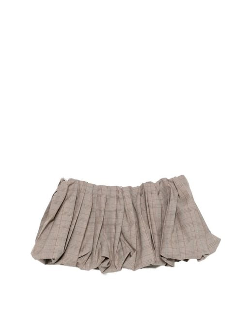 Miu Miu Gray Check-Pattern Pleated Mini Skirt