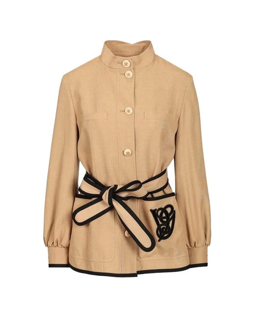 Valentino Garavani Natural Belted Embroidered Jacket