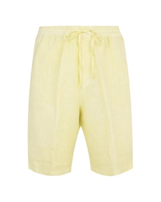 120% Lino Yellow Bermuda À Lien De Resserrage for men