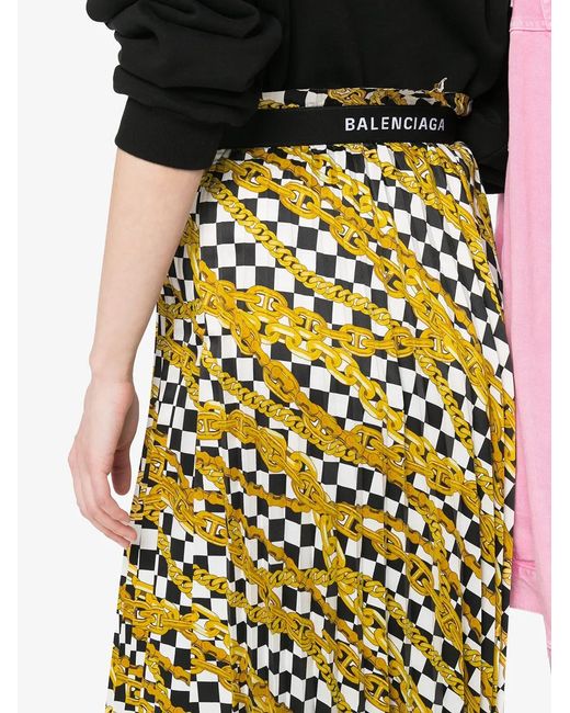 Balenciaga Yellow Pleated Asymmetrical Skirt