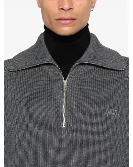 Pull Côtelé À Col Zippé Juun.J pour homme en coloris Gray