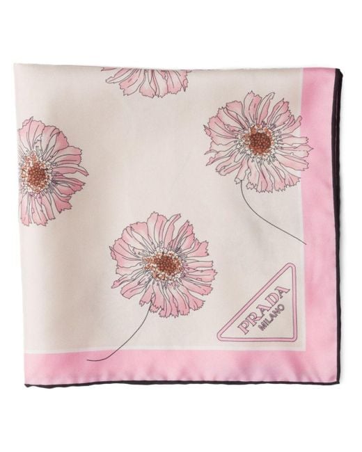 Prada Pink Schal mit Blumen-Print