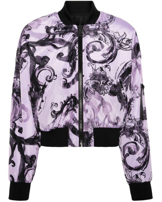 Versace Watercolor Couture リバーシブル ボンバージャケット Purple