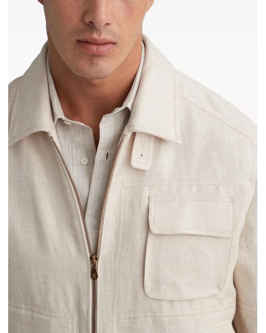 Brunello Cucinelli Natural Spread-Collar Bomber Jacket for men