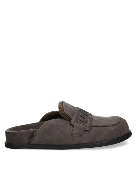 Twinset Brown Mules À Plaque Logo