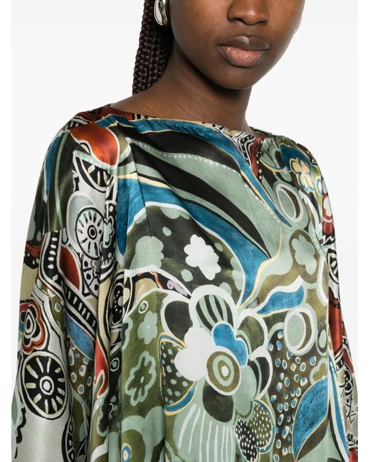 Dolci Follie Green Mixed Pattern Maxi Kaftan
