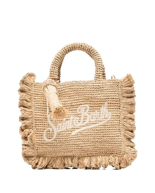 Mc2 Saint Barth Natural Ruffled-Trim Beach Bag