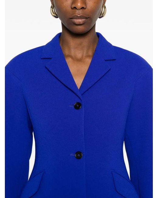Jil Sander Blue Button-Up Felted Coat