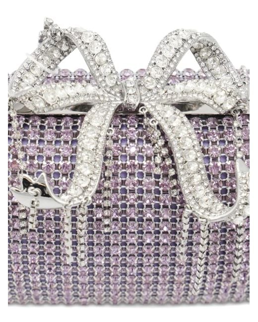 Self-Portrait Purple Crystal-Embellished Clutch Bag
