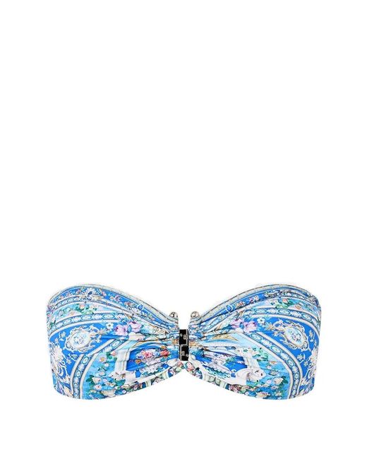Camilla Blue Pattern Bandeau Bikini Top