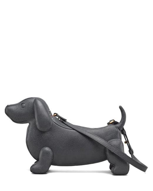 Thom Browne Gray Hector Pebble-Grain Leather Shoulder Bag