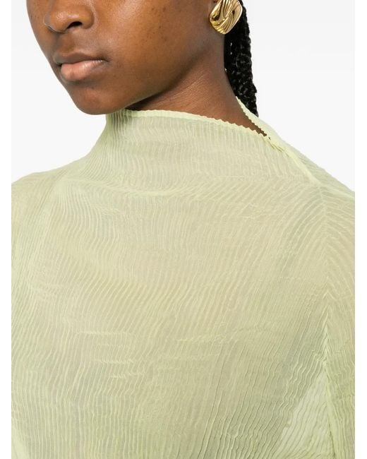 Issey Miyake Yellow Ruffled Long-Sleeve T-Shirt