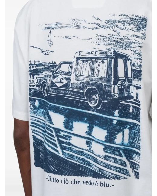 C P Company White C.P. Company Graphic T-Shirt for men