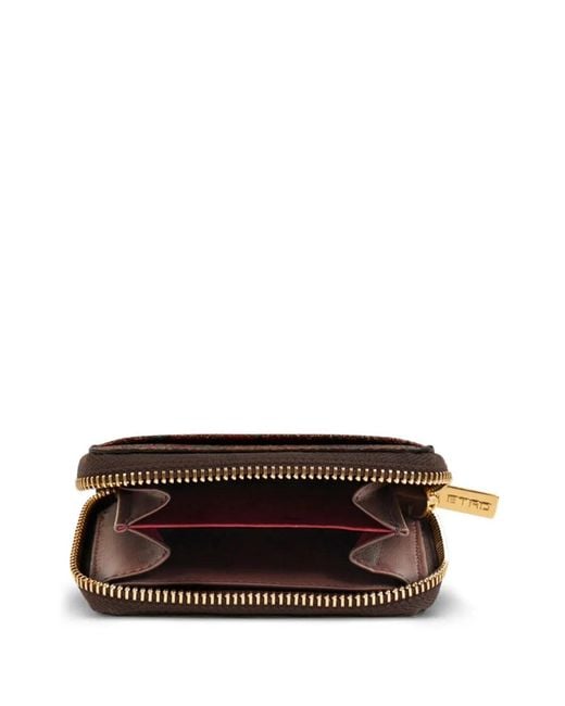Etro Brown Pegaso Zip-Around Wallet