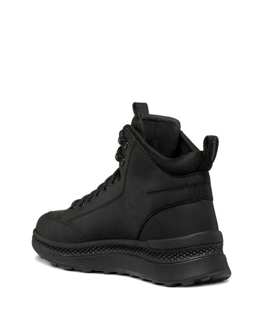 Geox Black Lace-Up Leather Boots for men