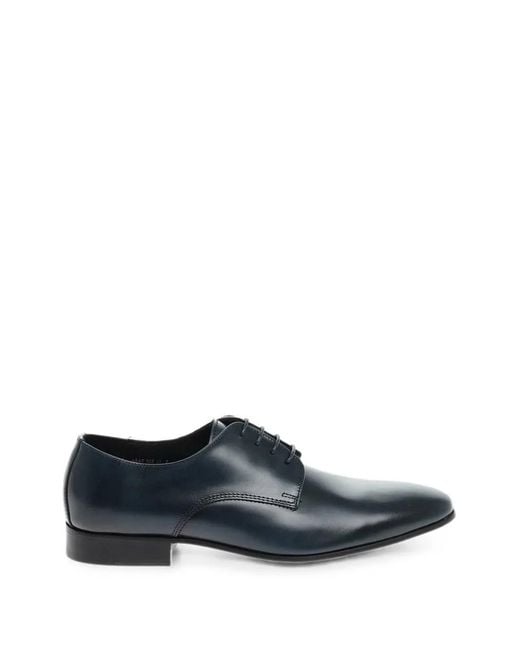 Corneliani Blue Cordoba Leather Derby Shoes for men