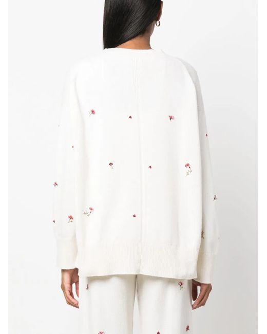 Barrie フローラル カシミアセーター White