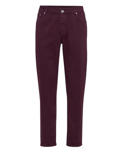 Jeans Con Applicazione Logo di Brunello Cucinelli in Purple da Uomo