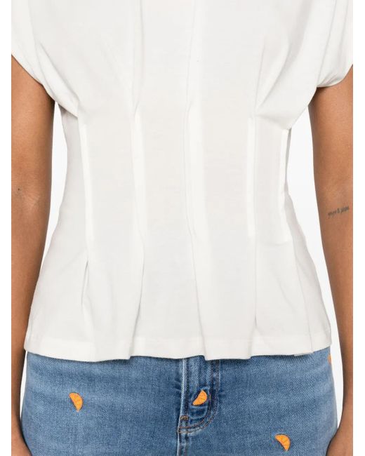 Maje White Pintuck-Detail T-Shirt