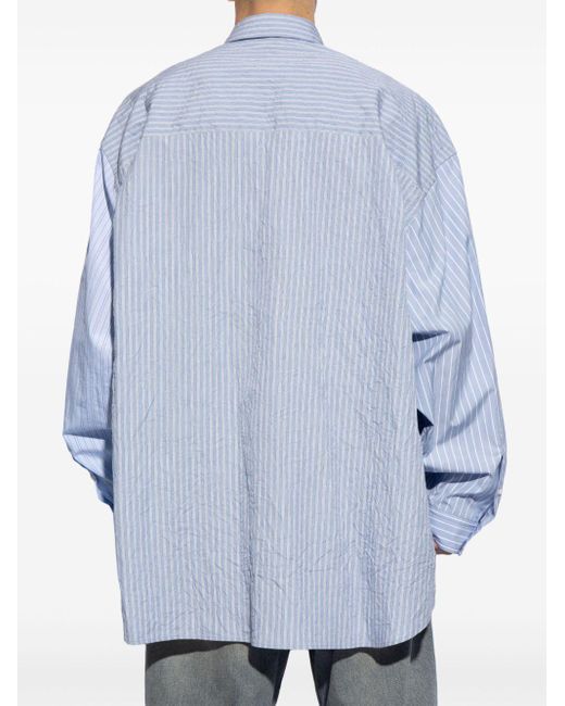 Balenciaga Blue Striped Cotton Shirt for men