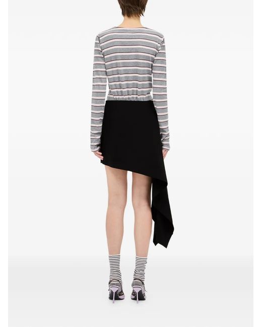 MSGM Black Draped Asymmetric Mini Skirt