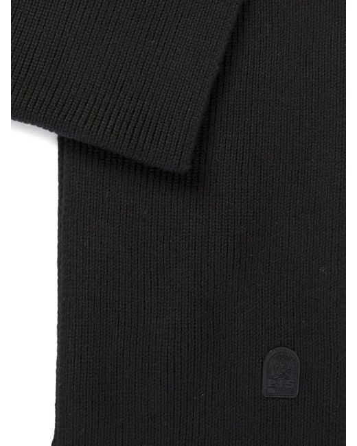 Parajumpers Black Logo-Patch Wool Scarf
